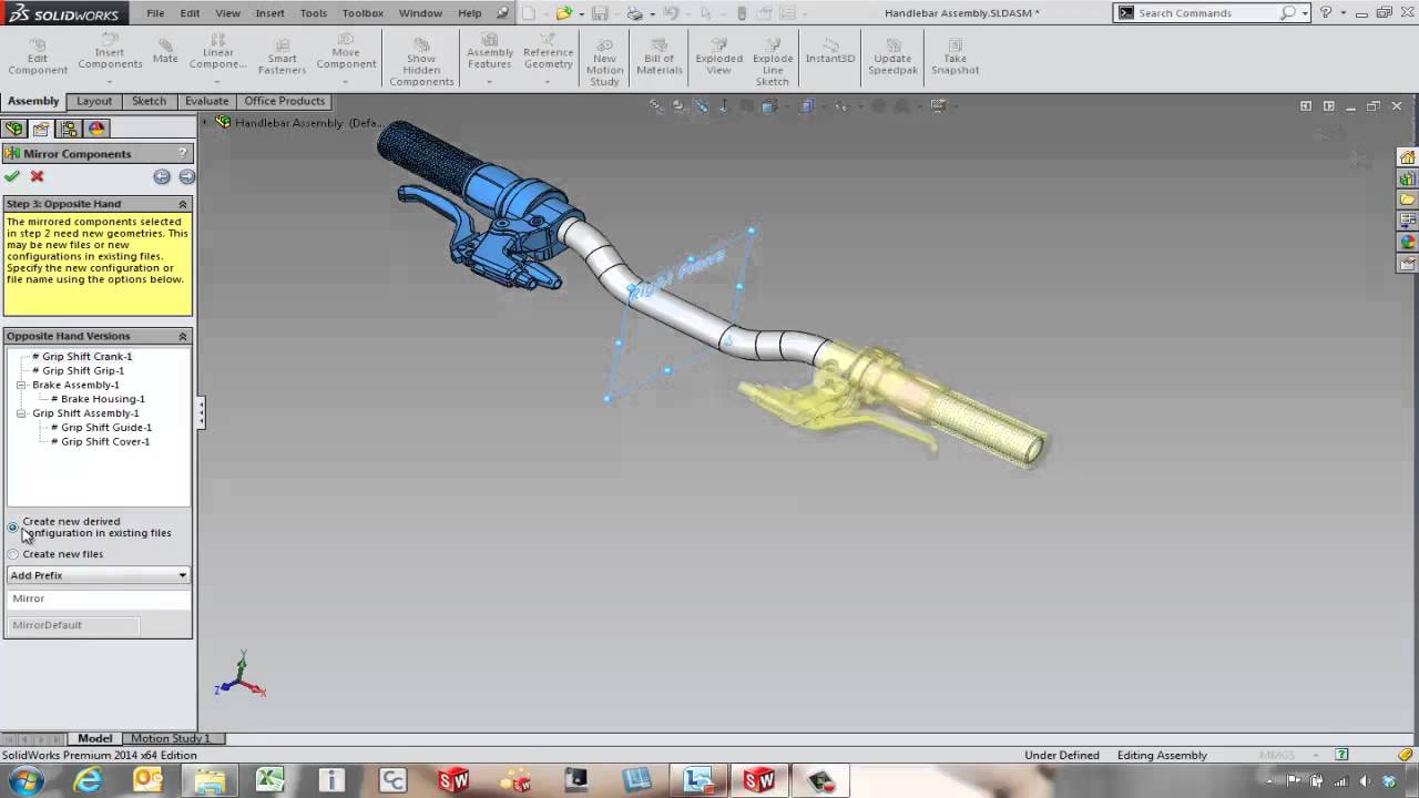 SOLIDWORKS &mdash; Зеркальное отражение компонентов на уровне сборки