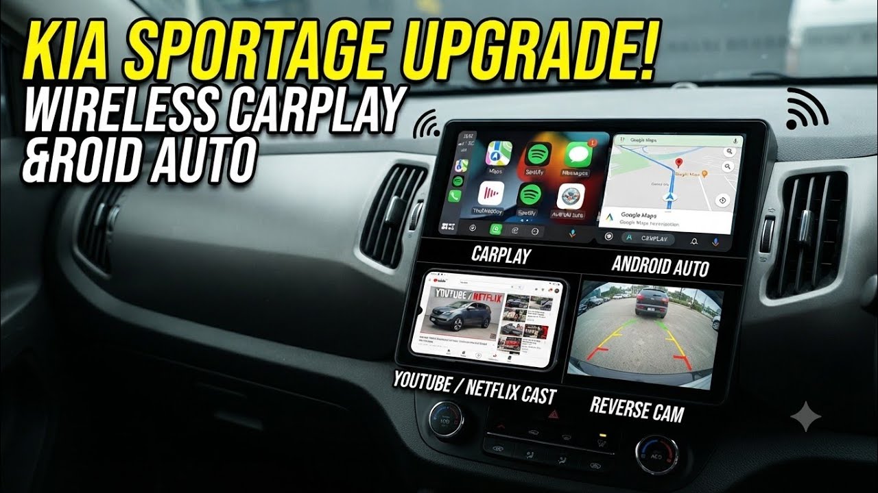 2010-2016 Kia Sportage Wireless Carplay Android Auto mirror cast Netflix youtube Reverse camera