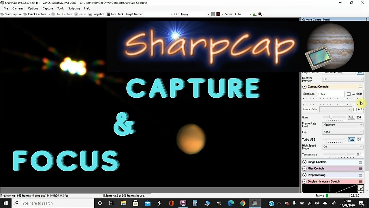 Использование SharpCap для съемки планет