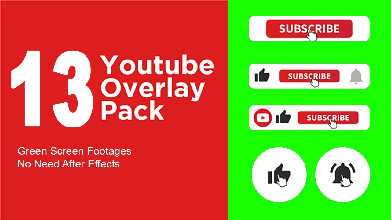 Green Screen Animated Youtube Subscribe Button Pack of 13 | Free Download