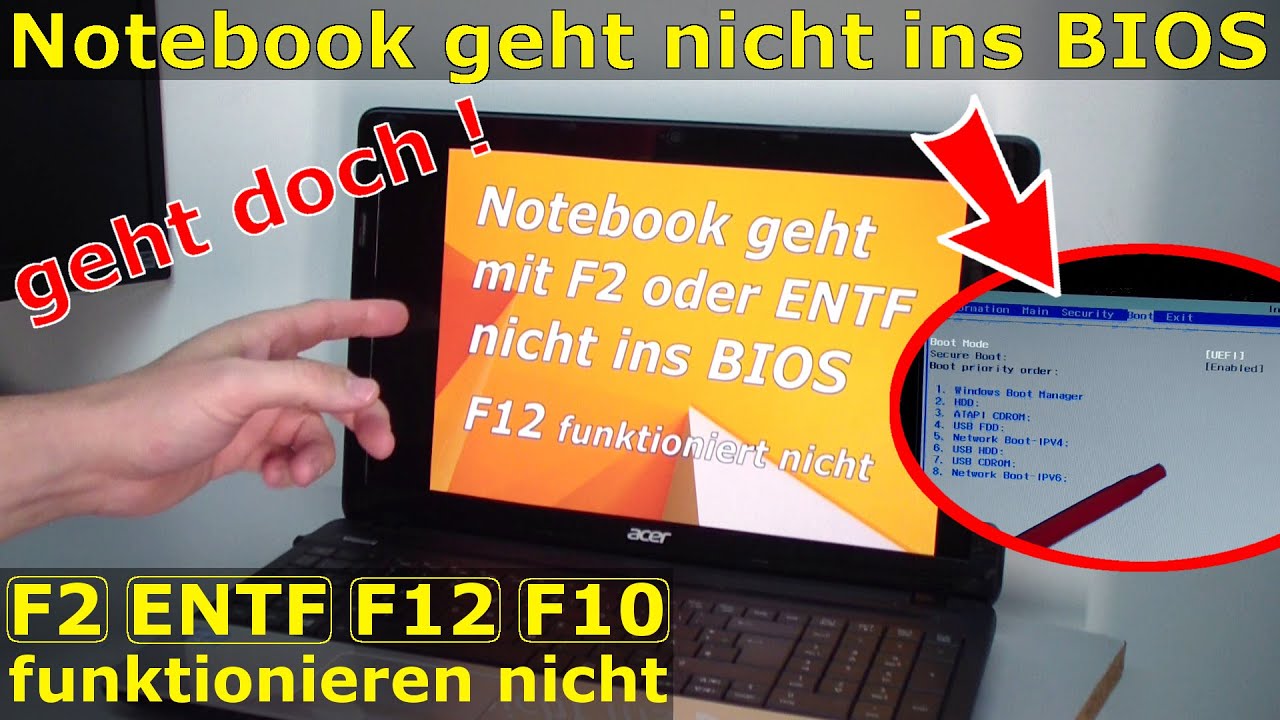 Notebook BIOS aufrufen (UEFI) mit Windows 8.1 und 10 ohne 