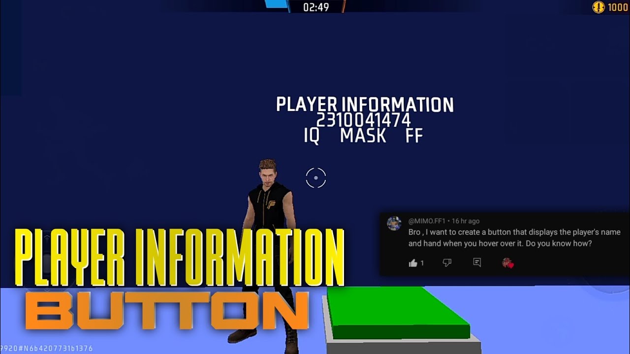 Free fire craftland player information button script | free fire craftland | #zomjogaming #freefire 