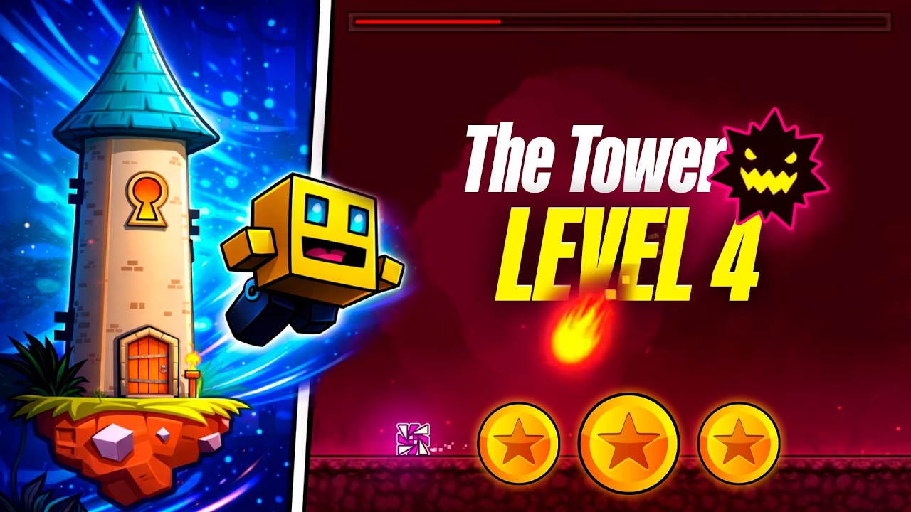 THE TOWER LEVEL 4 ALL COINS - GEOMETRY DASH [2.2]