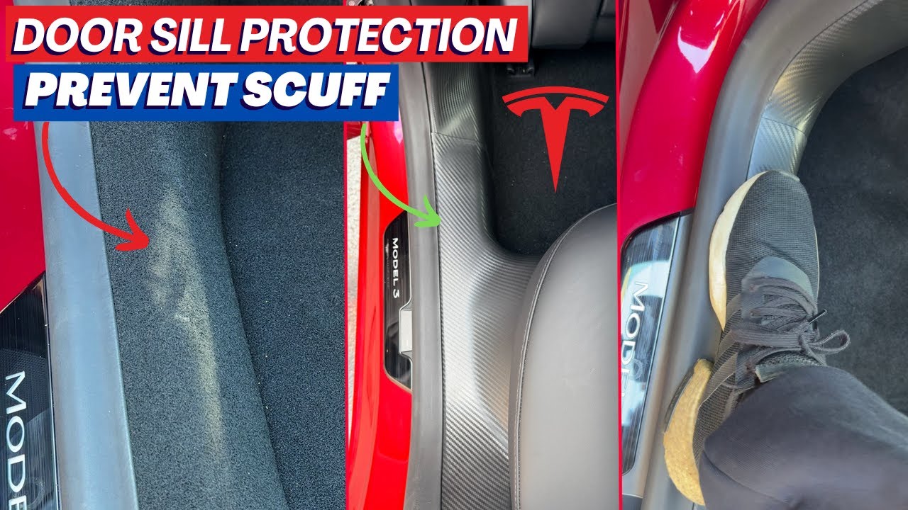 НОВАЯ защита порогов из углеродного волокна для Tesla Model 3 (легкая установка, предотвращает по...