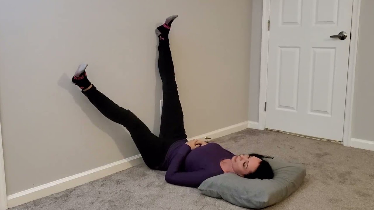 Wall stretches for hip and pelvic muscle relaxation