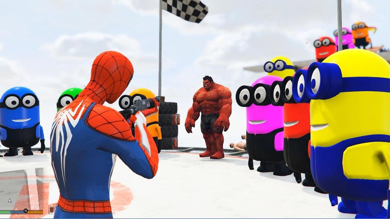 GTA 5 - Spiderman VS Minions Fight Rag doll Gameplay - Spider-man vs Minions Funny Ragdoll - EP11