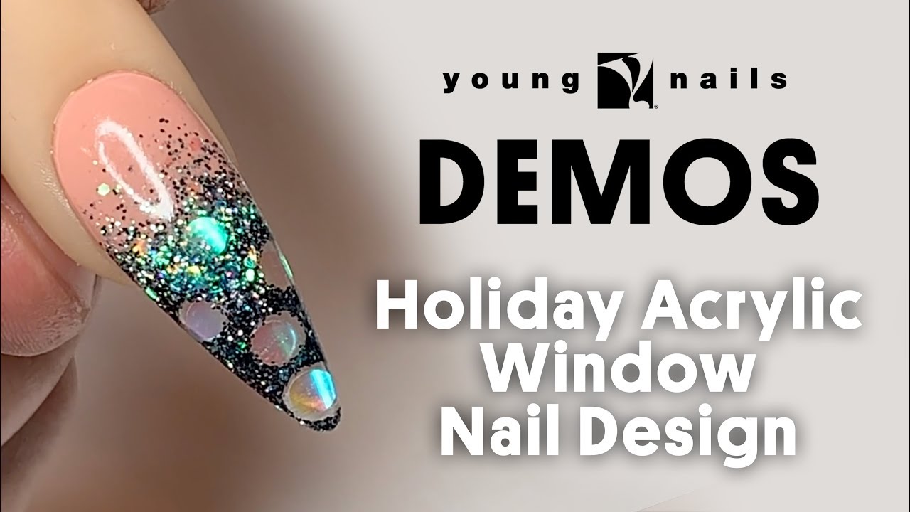 Young Nails Nail Demos - Holiday Acrylic Window Nail Design