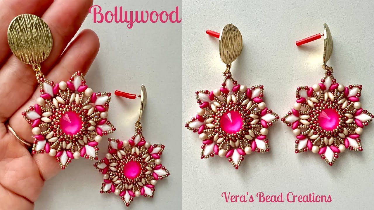 6. DIY TUTORIAL ORECCHINI BOLLYWOOD - Rivoli 14mm superduo gemduo perle4mm - per PRINCIPIANTI