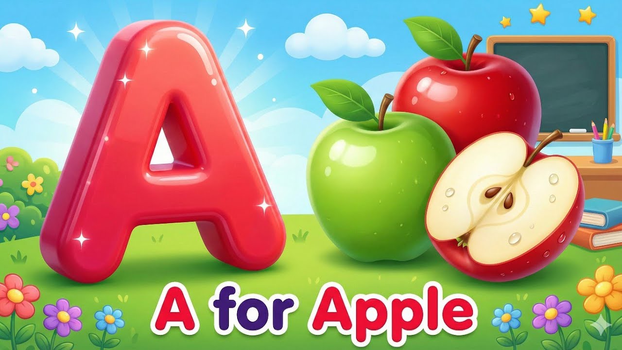 A for Apple 🍎 B for Ball ⚽ Song | ABCD Rhymes | Phonics Song | Kids Learning Video 