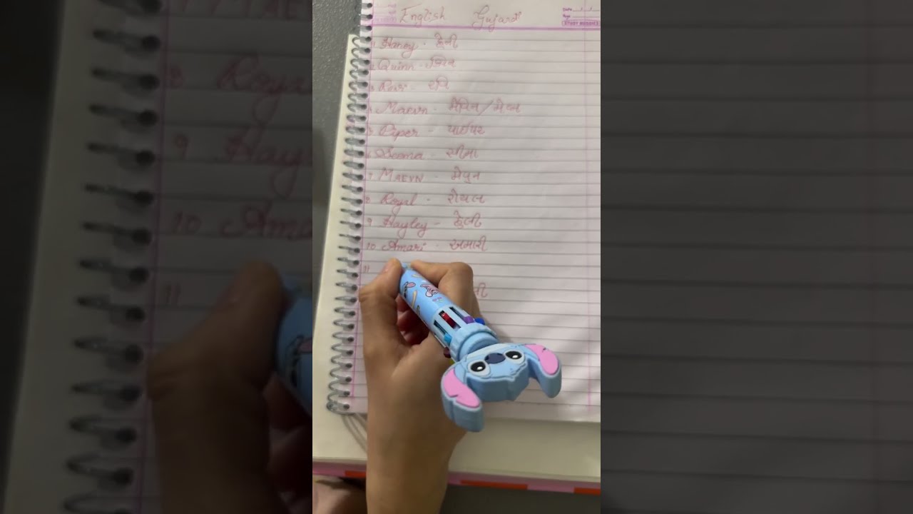 Writing your name in  English and Gujarati language, handwritten calligraphy