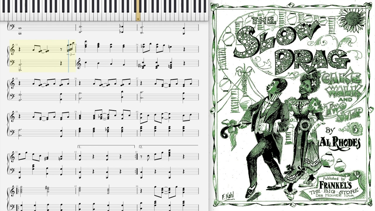 The Slow Drag by Al Rhodes (1901, Ragtime piano)