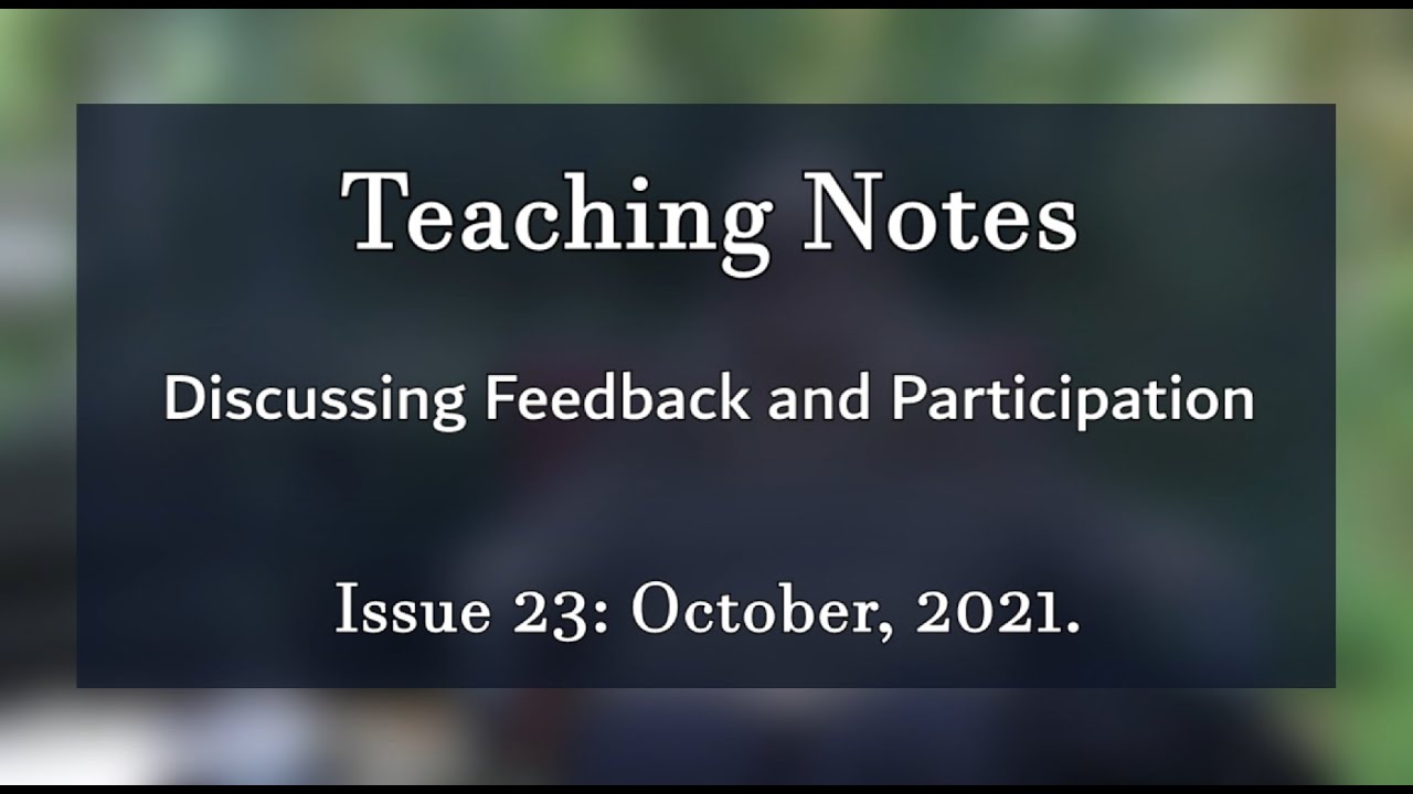 Teaching Notes - Discussing Feedback and Participation