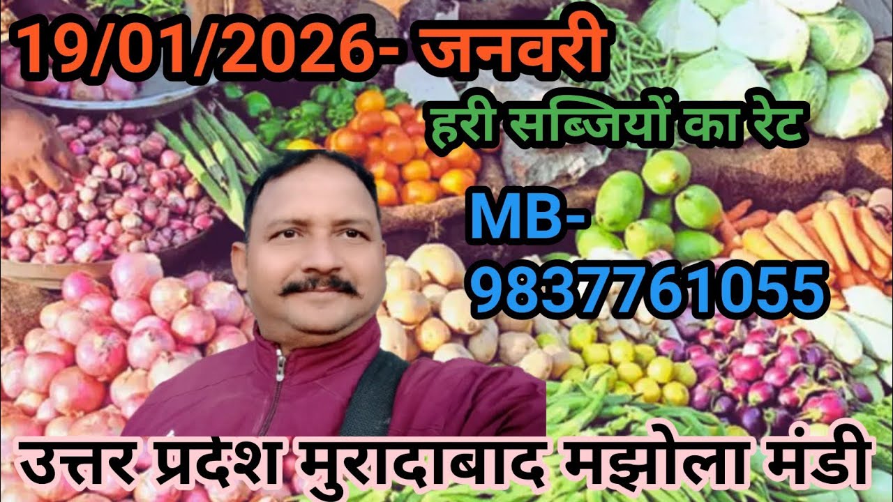 Upमुरादाबाद मझोला मंडी आज का रेट🍅🍅🍅🍅 🍆🍆🥦🥦🥕🥕🥒🥒🧄🧄🌽🌽 19/01/2026