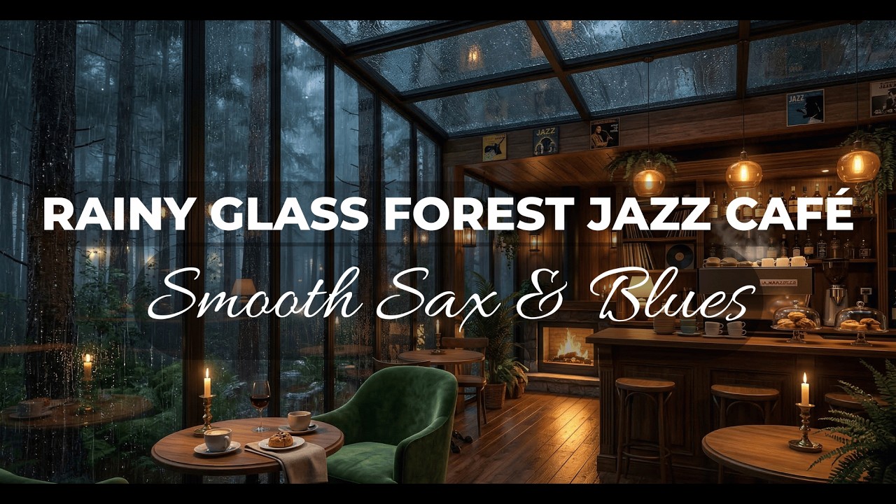 🎷🌧 Smooth Sax & Blues – Rainy Glass Forest Jazz Café