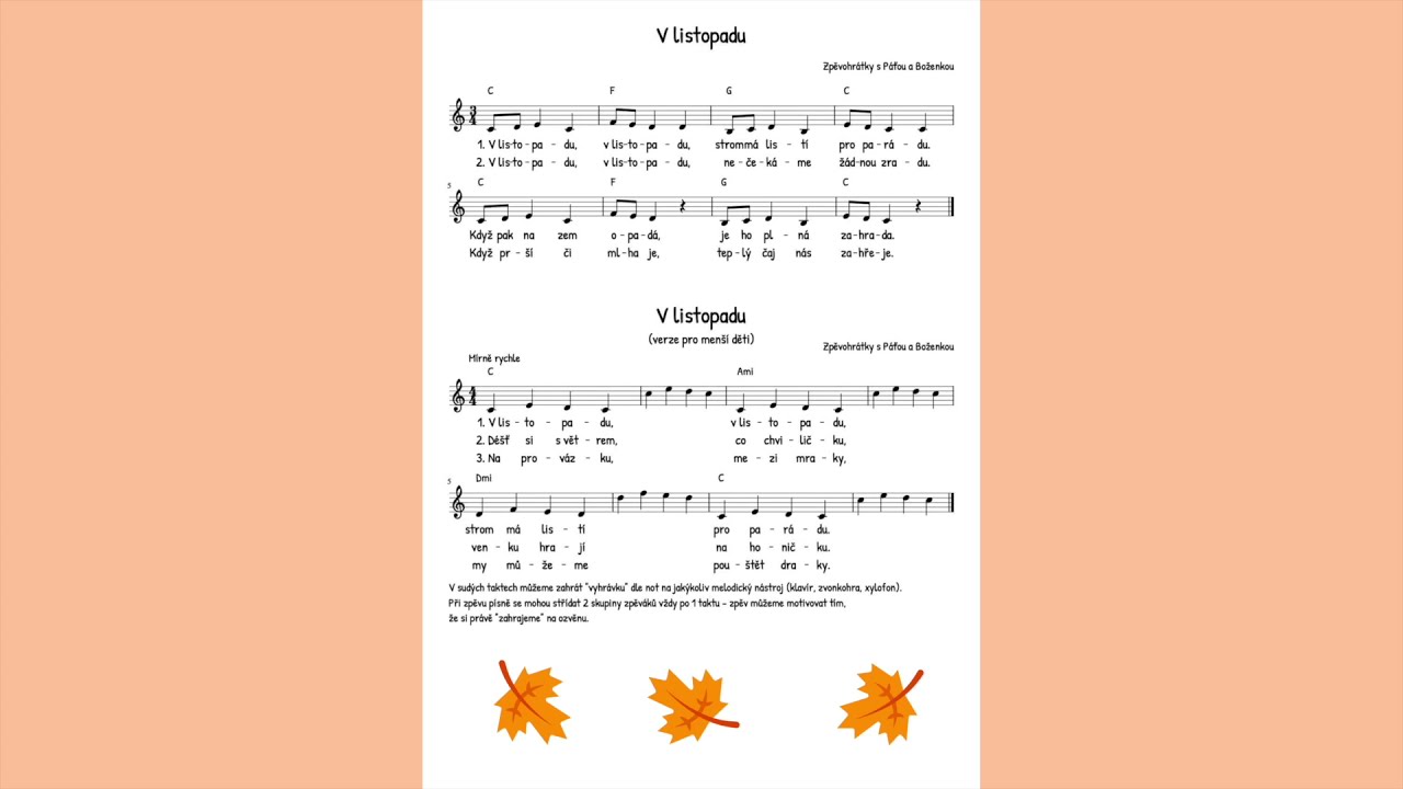 V listopadu 🍁 🎶 | PODZIMNÍ PÍSNIČKA PRO DĚTI | Zpěvohrátky s Páťou a Boženkou