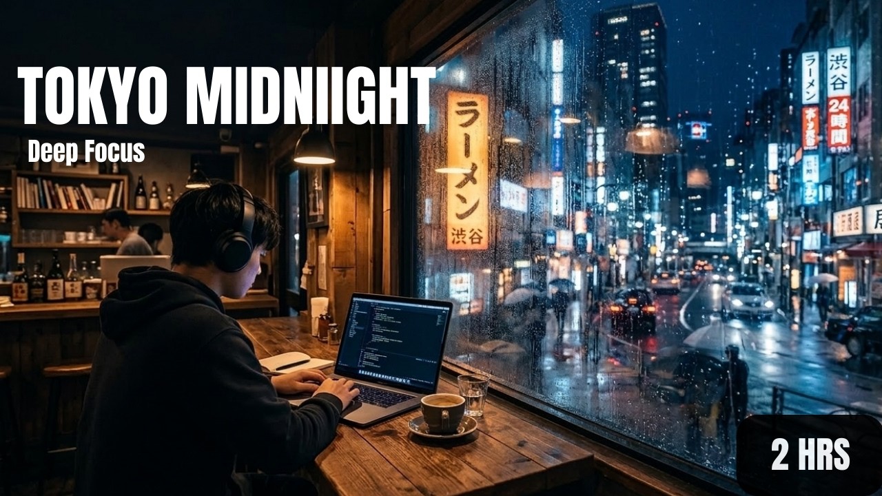 coding in tokyo at midnight while it rains — 2 hour lofi session