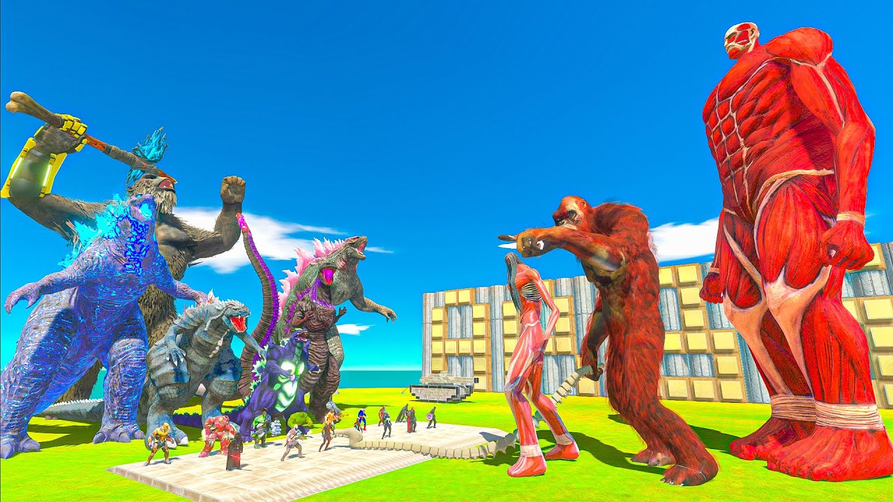 Kong x Godzilla + Superheroes vs Team Titans - Animal Revolt Battle Simulator