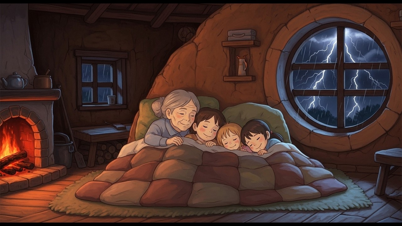 safe in grandma&rsquo;s mud house during the night storm ⛈️🏡 | cooking asmr | studio ghibli style