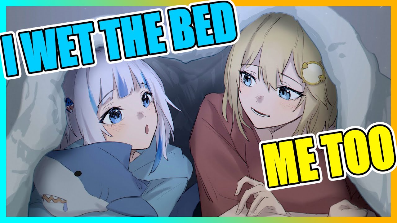 Ame and Gura sharing their childhood stories about... wetting the bed 💧💧