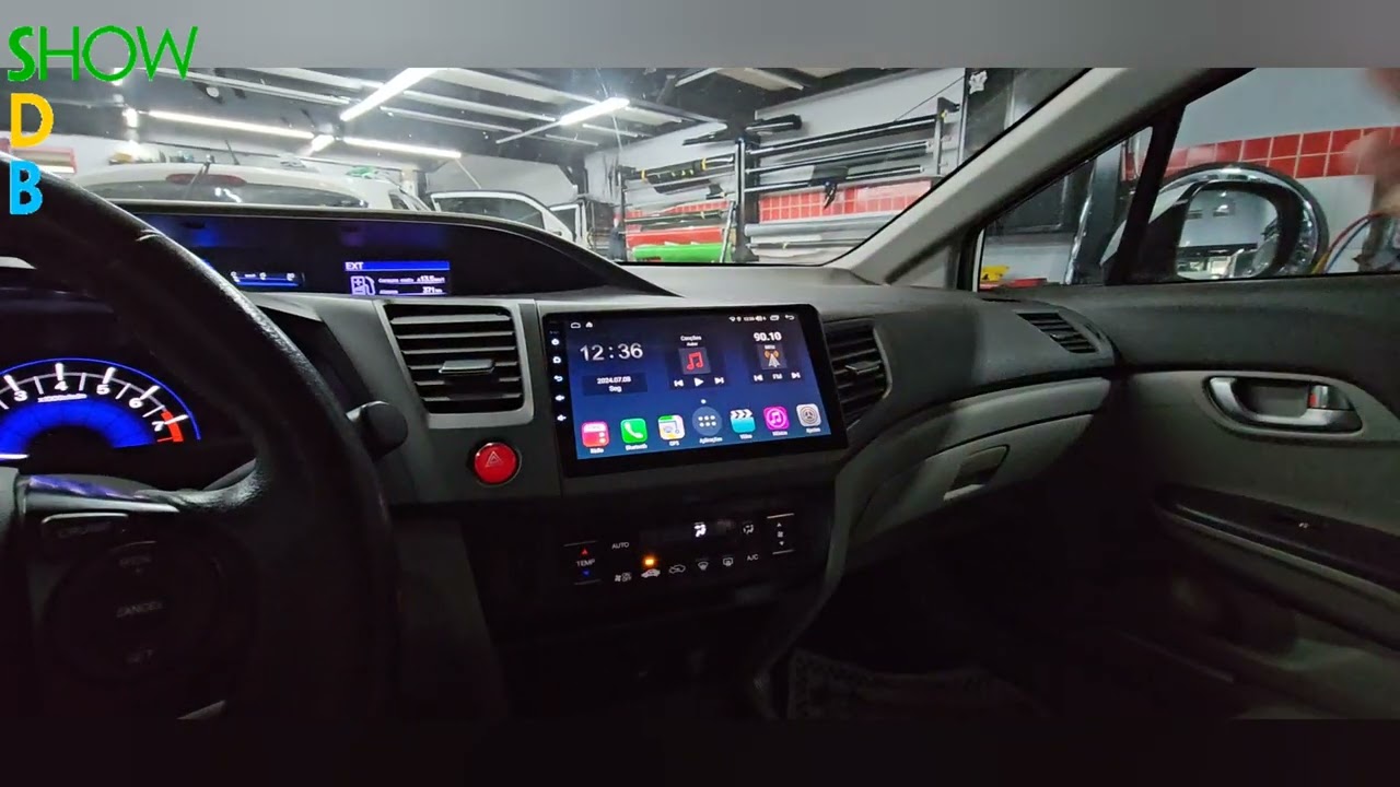 Civic G9 Central Multimídia Aikon Próton 4G, Bluetooth, Phonelink, Carplay e Android Auto, IPS, DSP