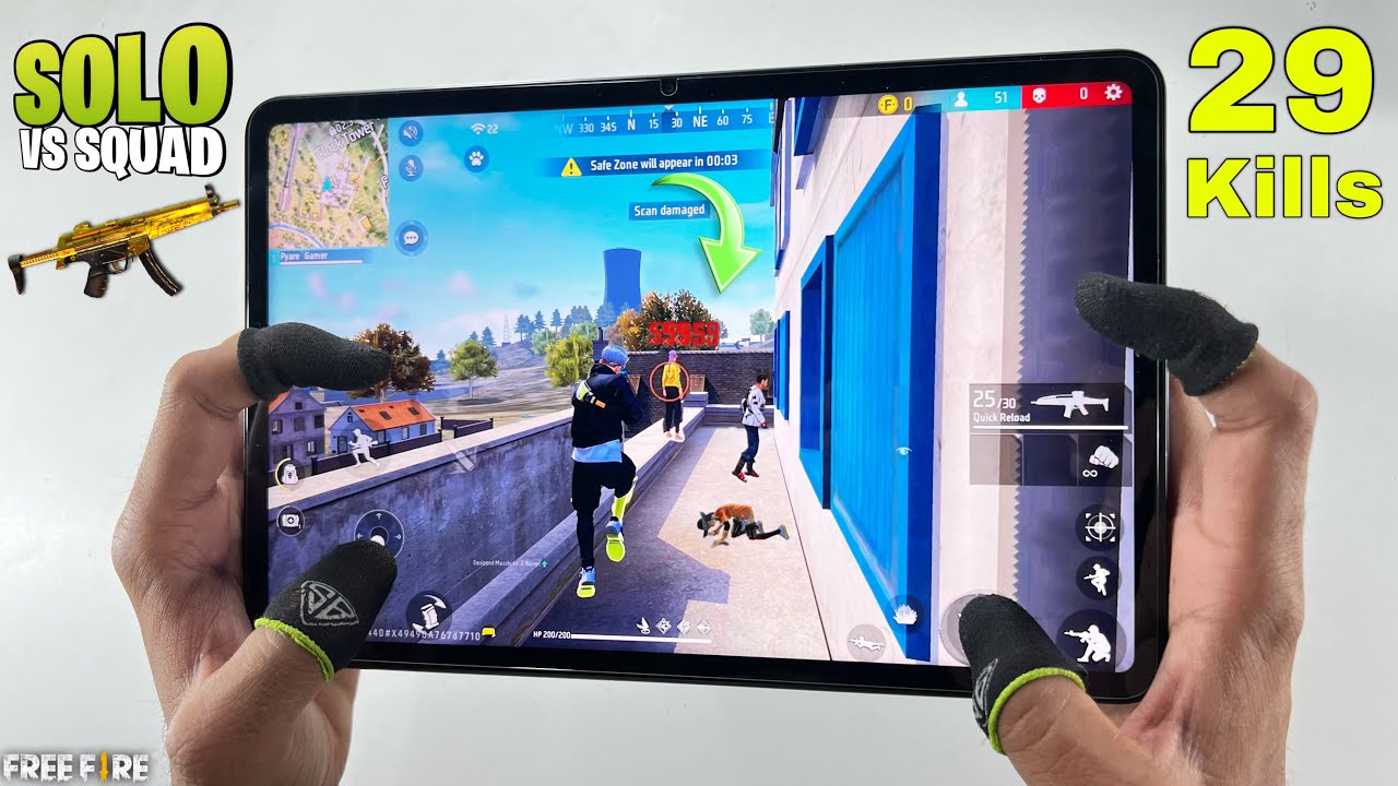 Xiaomi pad 6 free fire 1 vs 4 gameplay 29 kill with 3 finger handcam one tap headshot