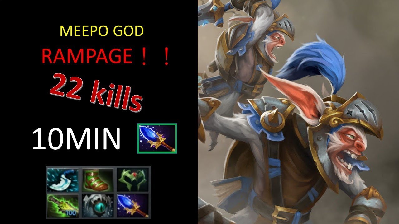 10 min Aghanim's Scepter !! China meepo GOD crazy micro control !! | 狗皇 刀塔2国服米波大神 | 10分钟 A杖 !!