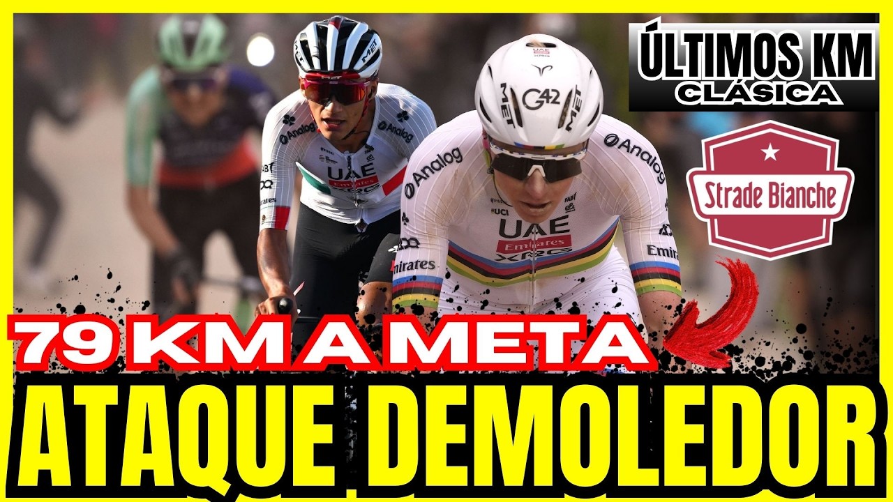 🚨¡POGACAR ATACA A 79 KM DE META! ⚡DEL TORO INTENTA RESISTIR 😳 STRADE BIANCHE 2026