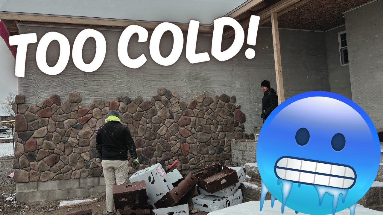 Laying Stone in Freezing Weather ❄️ | Masonry Don’t Stop 💪