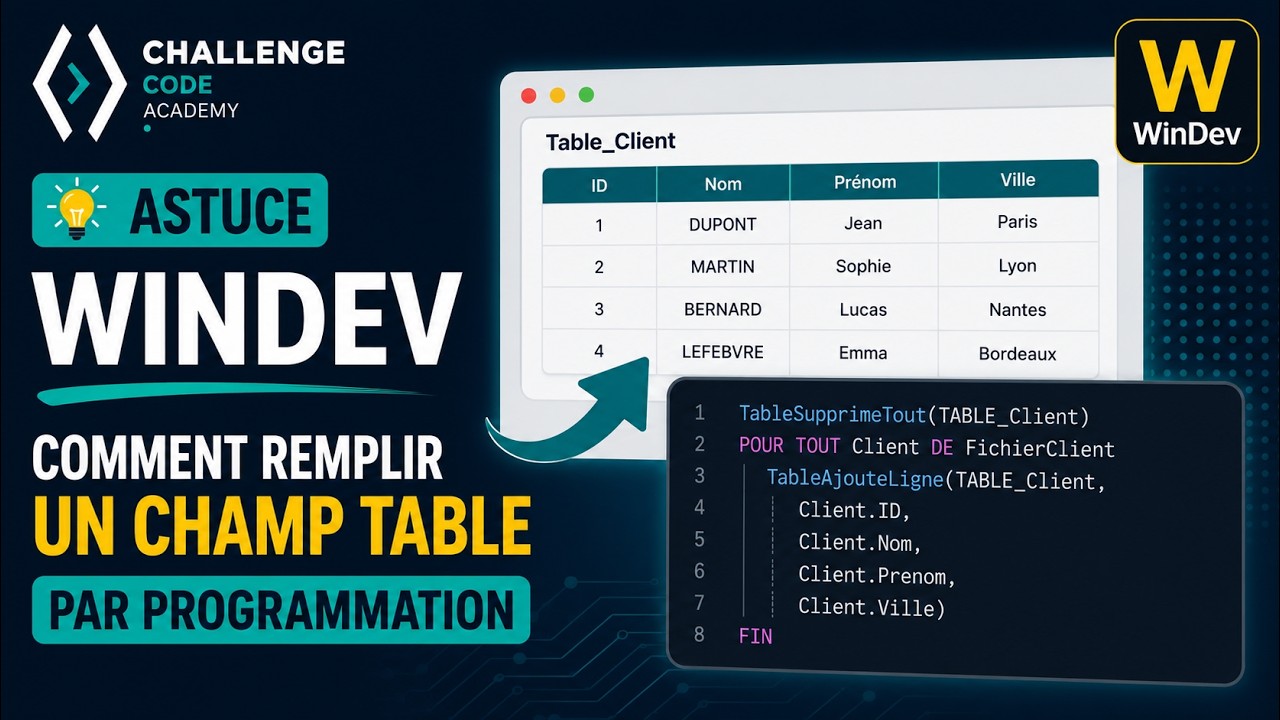 Remplir un champ table par programmation | Astuce WINDEV