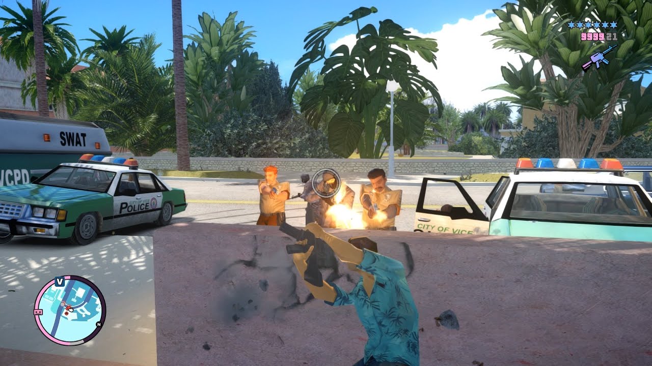 GTA Vice City Nextgen Edition - Epic 6 Star Police Shootout + Escape