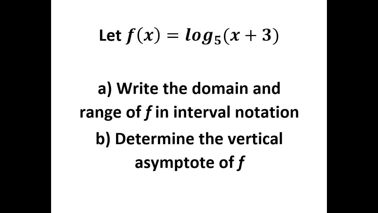 What's the Domain, Range, and Vertical Asymptote of a Logarithmic Graph