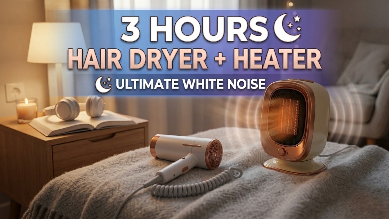 3 Hours Hair Dryer & Space Heater | White Noise for Deep Sleep & Focus