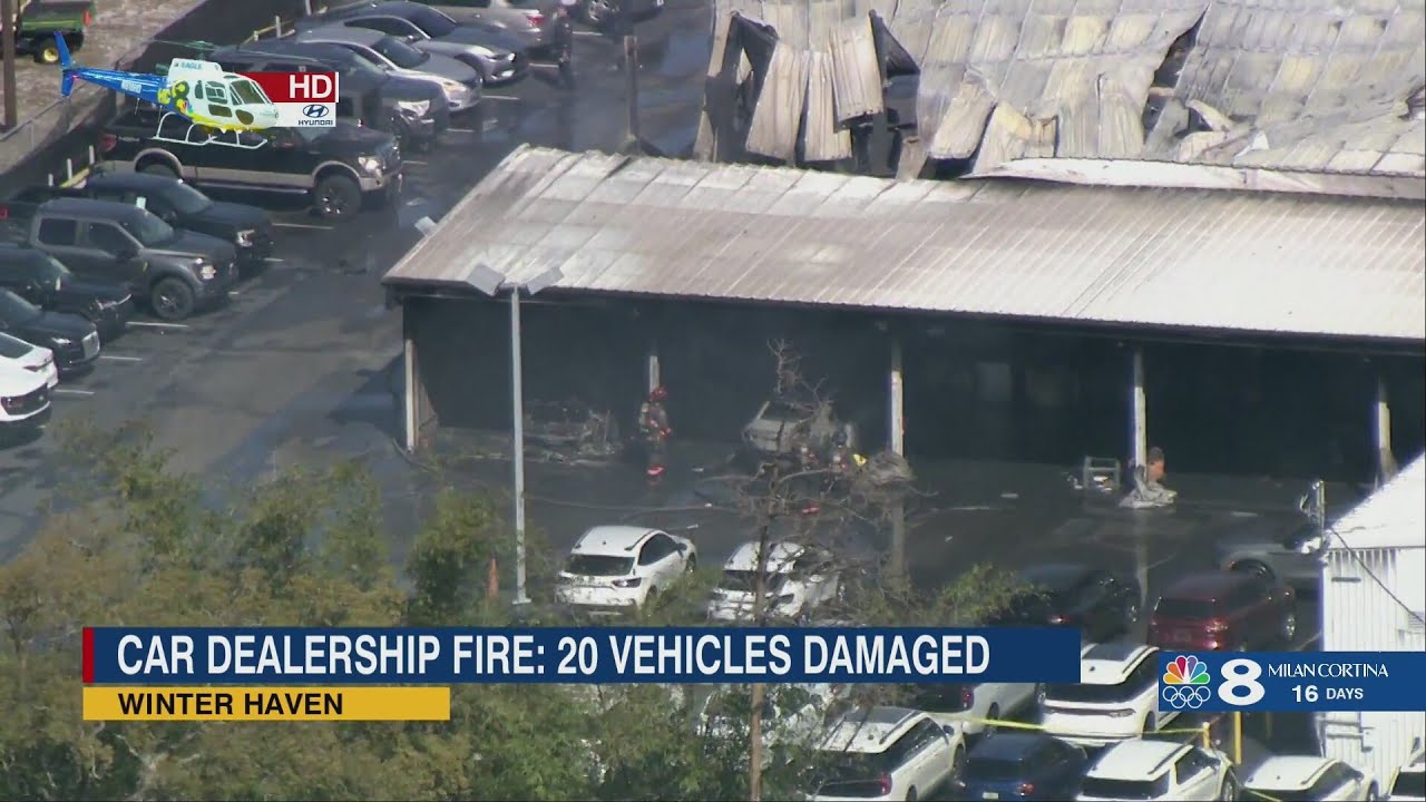 Fire engulfs 20 vehicles at Winter Haven car dealership