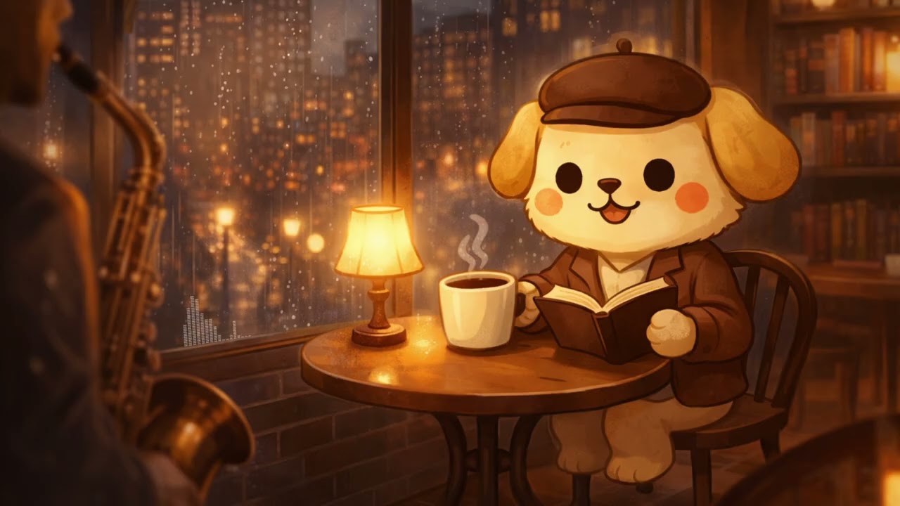 Rainy Coffee Shop Jazz — Talk-Friendly Background Music (No Vocals) | 2 Hour