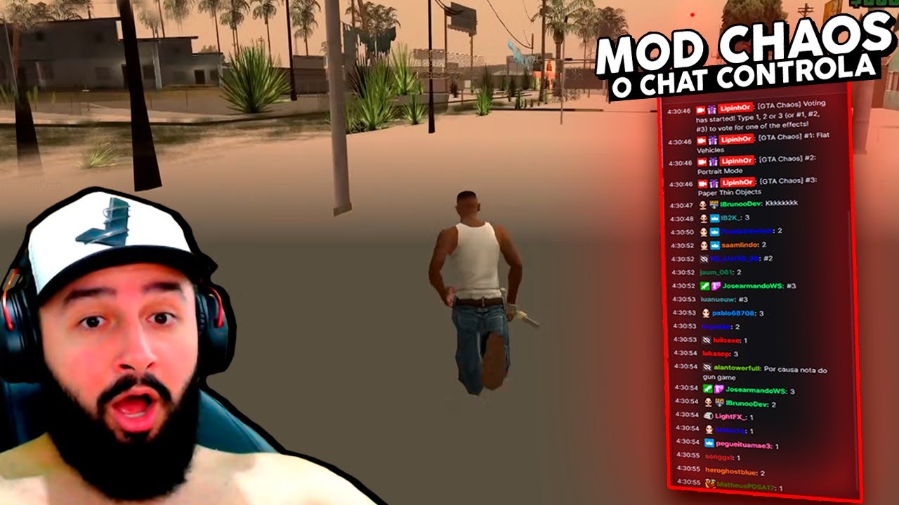 O CHAT DA TWITCH CONTROLA TODO O CHAOS QUE ACONTECE DENTRO DO JOGO kkkjj - GTA SAN ANDREAS [Parte 1]