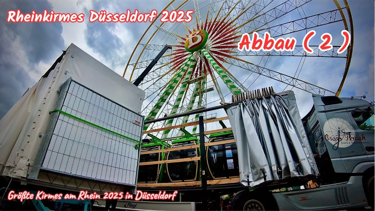 Rheinkirmes Düsseldorf 2025 Abbau+Rundgang (2)🎡 Größte Kirmes am Rhein 2025 in Düsseldorf-Abbau 🏗️