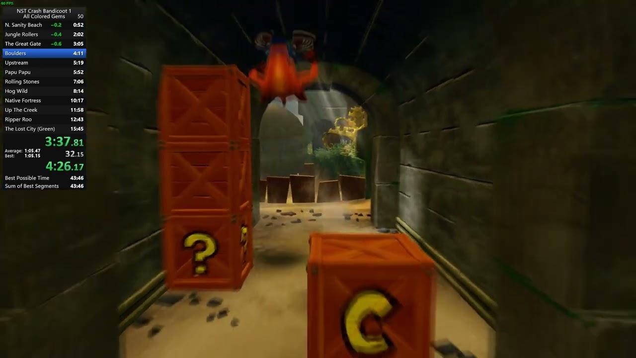 Boulders 1:04.86 Any% Split