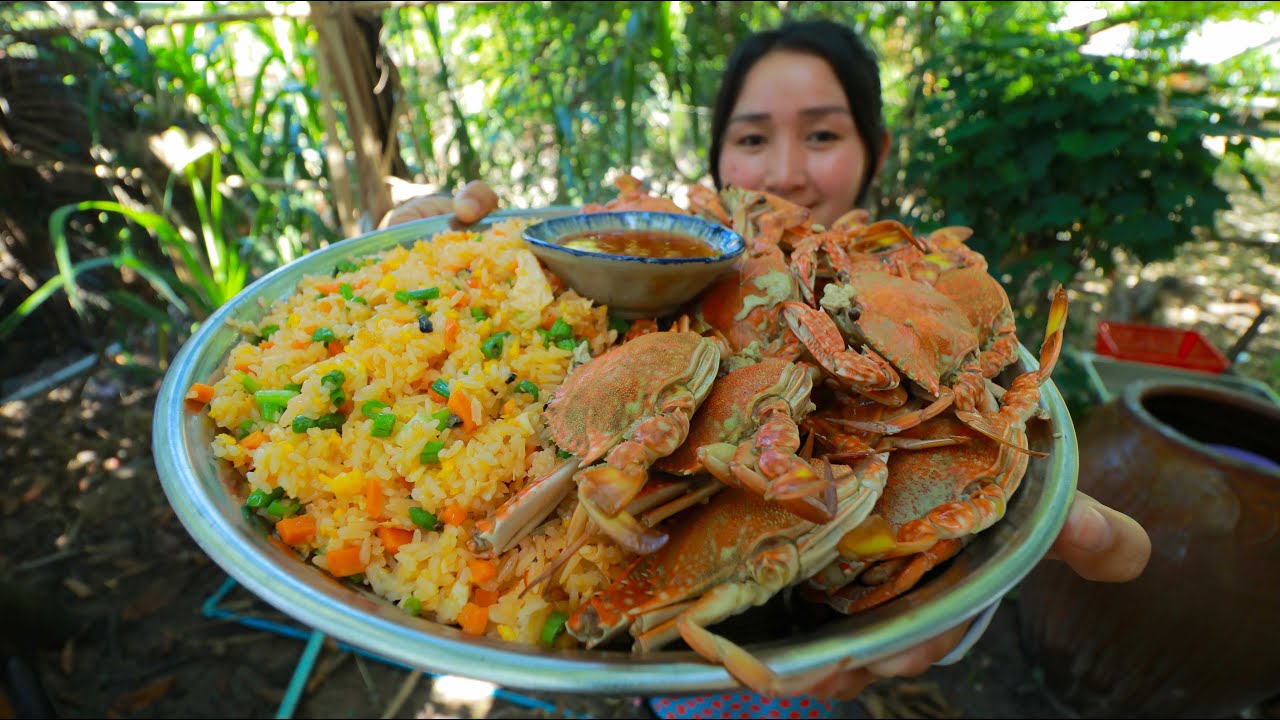 Blue Crab Fry Rice Cooking Recipe - Cooking With Sros