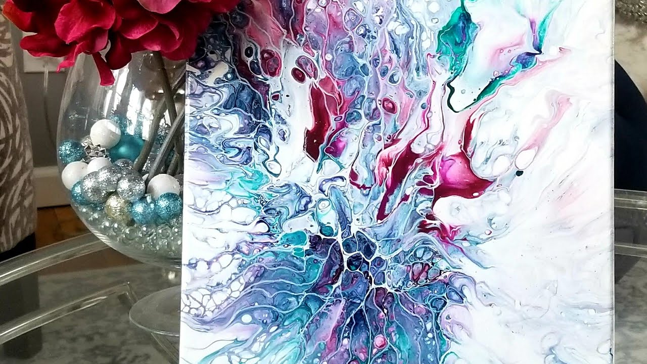 (11) Flip, drag and AirSwipe acrylic pour painting