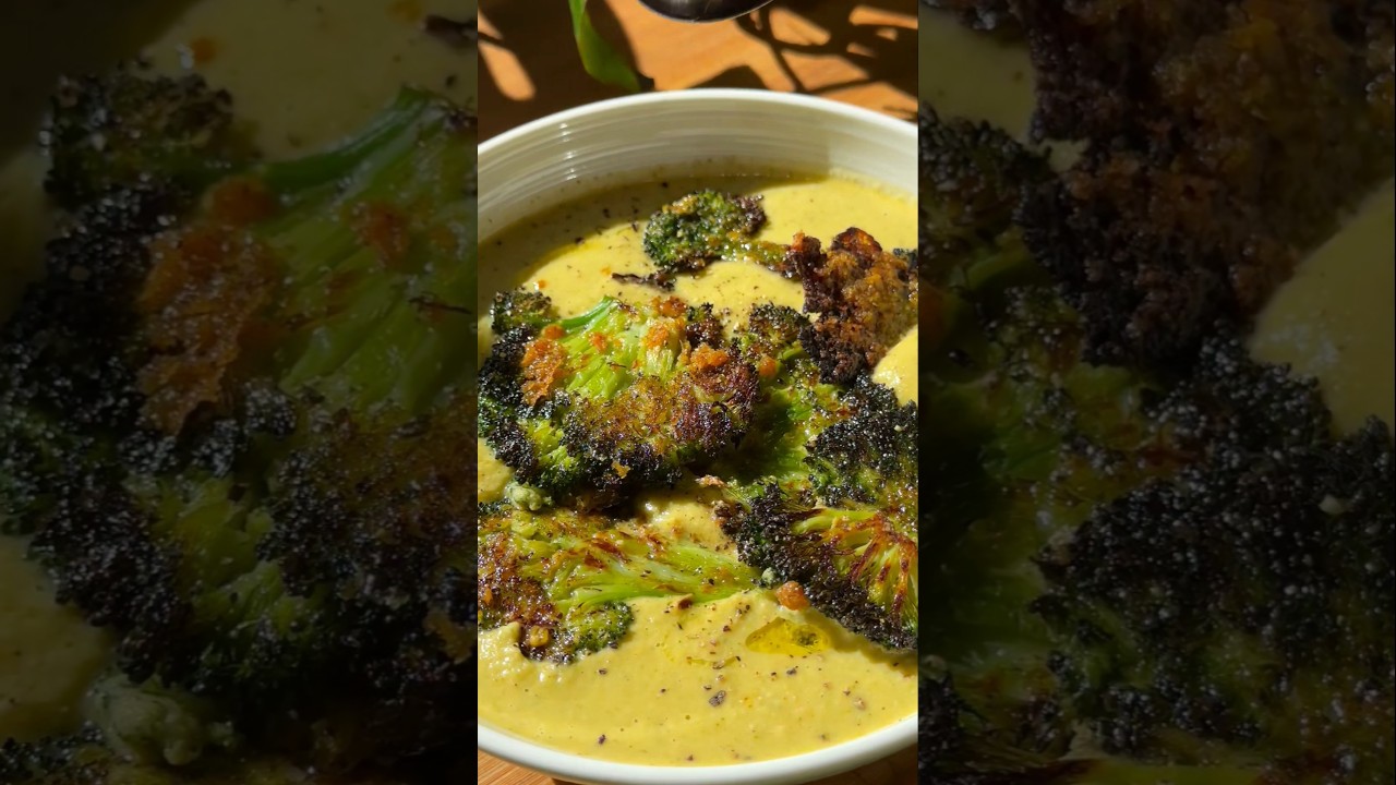 Creamy Vegan Broccoli Soup With Smashed Broccoli 🥦