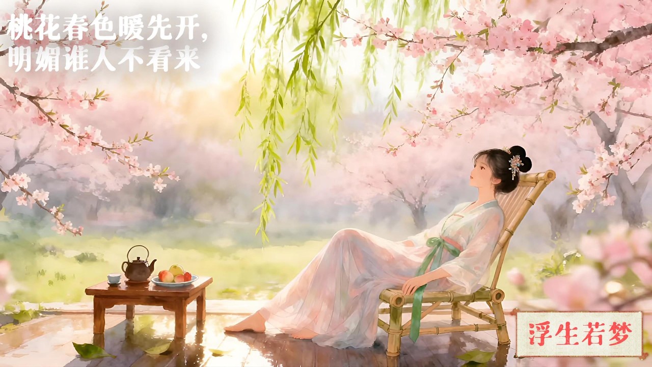 Spring Peach Blossom Ambience 🌸 Relaxing Chinese Music, Birdsong & Tea | Zen Meditation (4K)