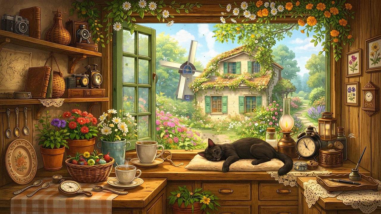 1940s Oldies Drifting from Another Room | Soft Spring Afternoon in a Cottage Garden