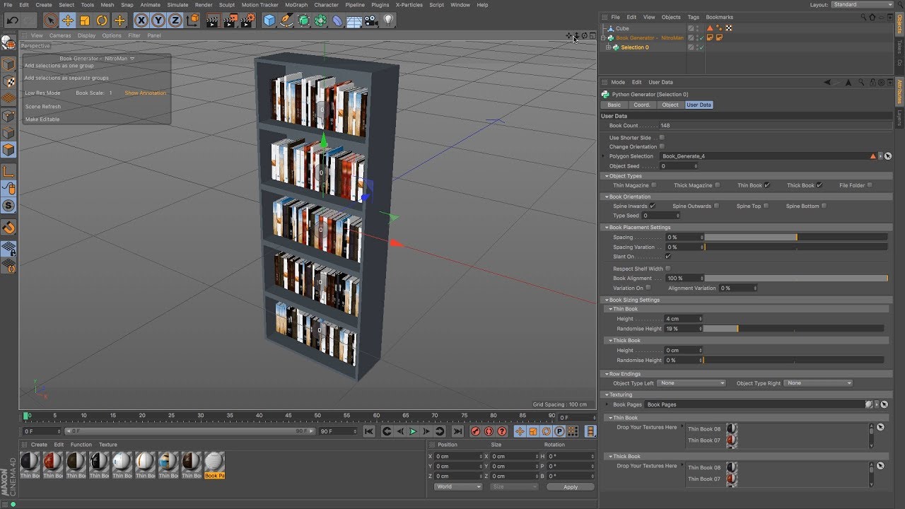 Cinema 4D Tutorial - How to Create a Bookcase Using Book Generator