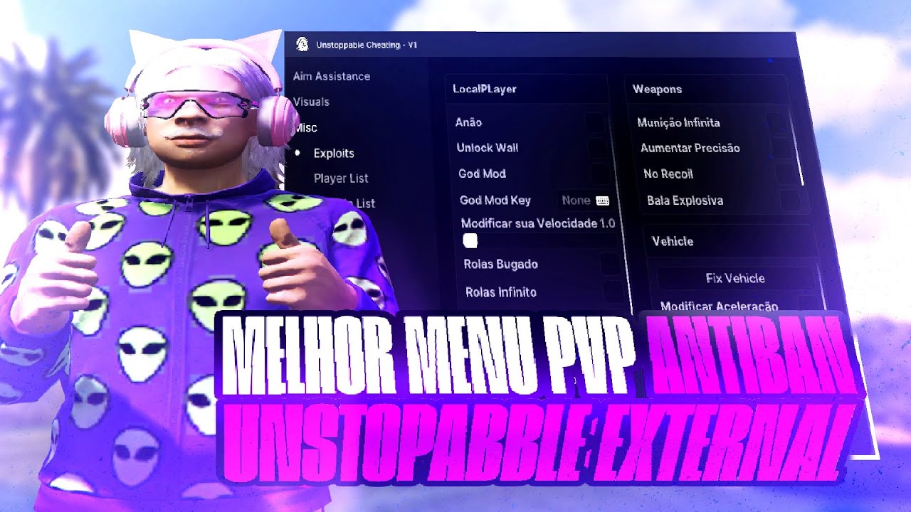 O MELHOR HACK GRATIS PRA PVP DO FIVEM? ( Unstoppable Cheating )