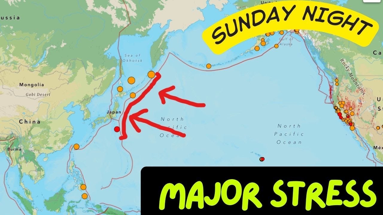 Big time stress building around the Japan area. Watch for large Earthquake. Sunday Night update.