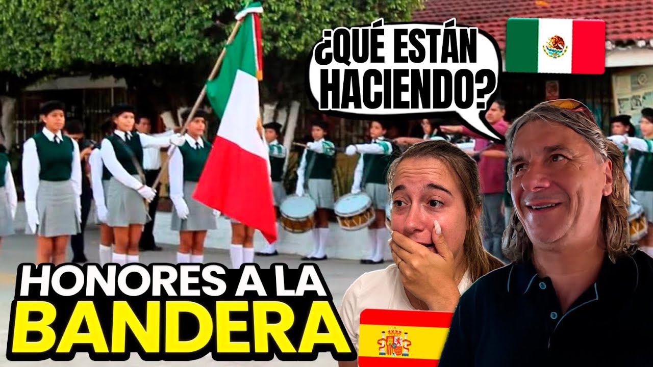 🇪🇸 MI PAPÁ REACCIONA a HONORES a la BANDERA en la SECUNDARIA 🇲🇽 **que están haciendo??**