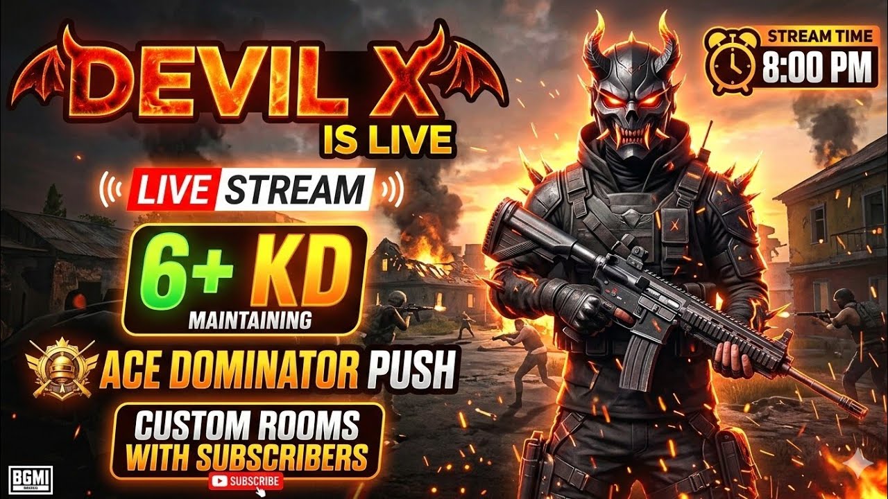 6+ KD 💀 Monster Live | Conqueror Push || Bgmi live || Devil x is live || PUBG live #bgmi #glip