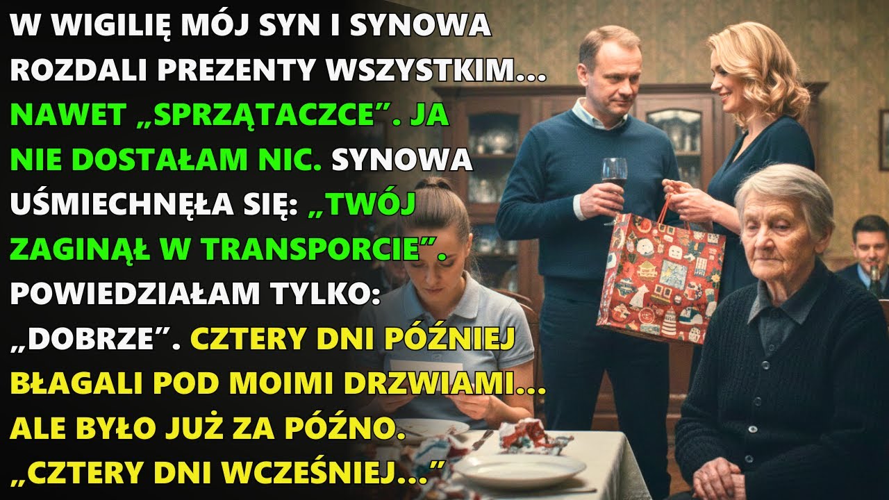 W Wigilię dali prezenty wszystkim oprócz mnie… 4 dni później stali pod moimi drzwiami w panice