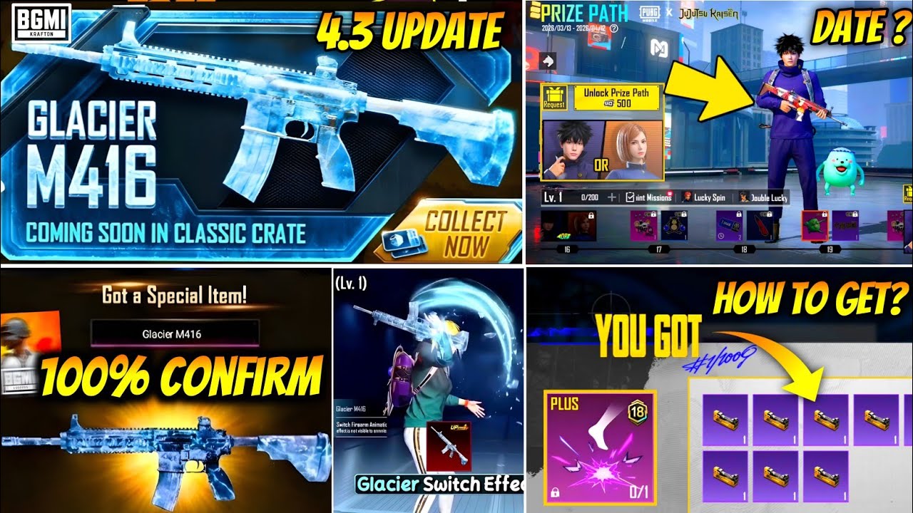 M416 GLACIER IS BACK IN BGMI I PRIZE PATH JUJUTSU KAISEN RELEASE DATE ? | FREE MATERIAL IN BGMI 