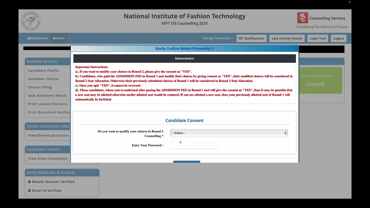 NIFT 2nd Round preference list modification I NIFT counselling